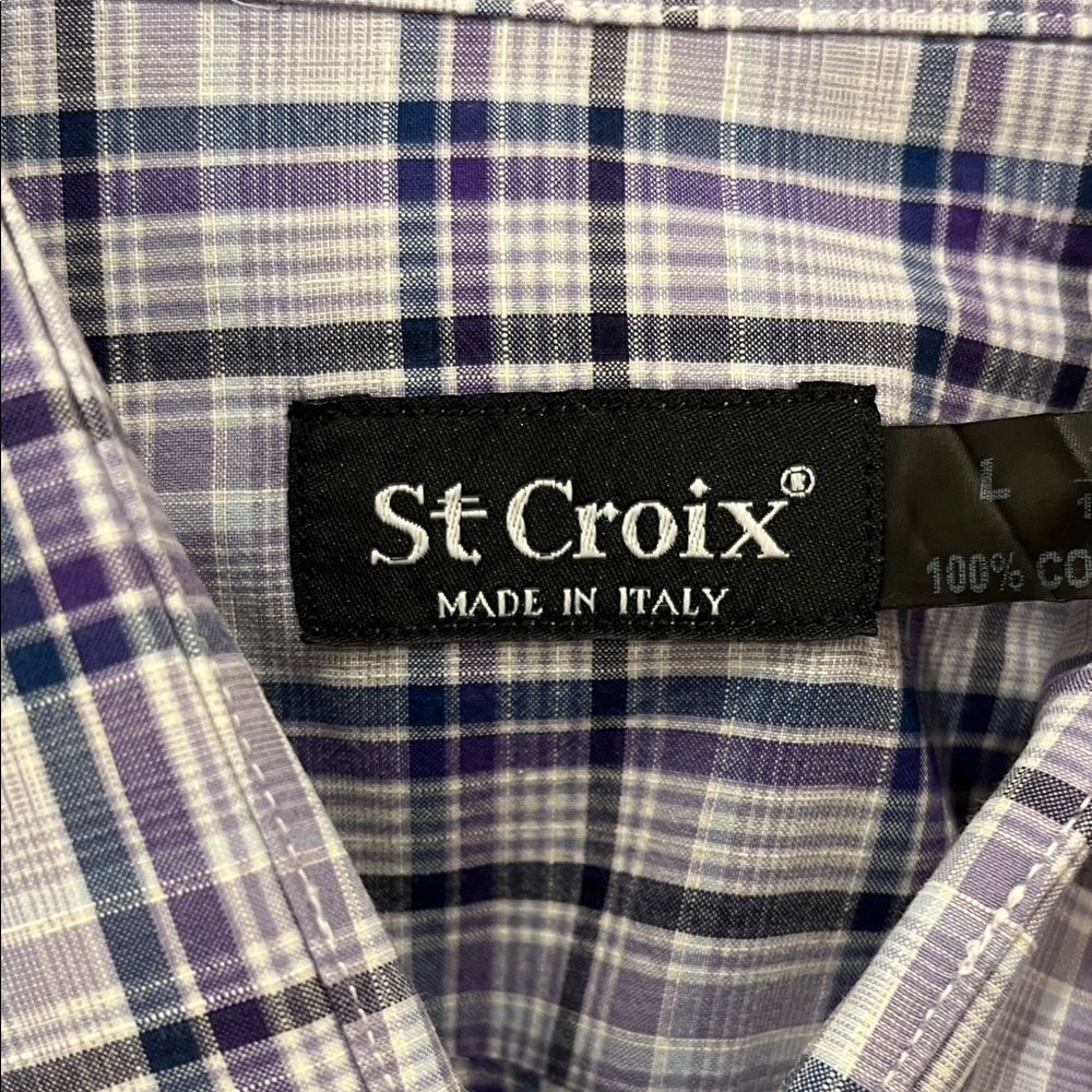 ST. CROIX Button Down Plaid Long Sleeve Shirt-L-Made in Italy-Luxury Brand